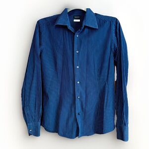 Valentino Roma Slim Fit Blue Pinstripe Cotton Shirt Men's Size 15 1/4- 40